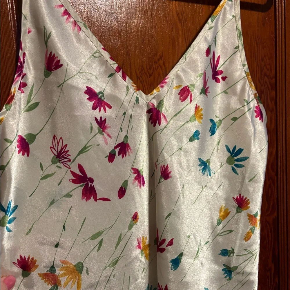 VALERIE STEVENS White Floral Women’s Chemise Slip Dress Size Medium - Picture 2 of 5